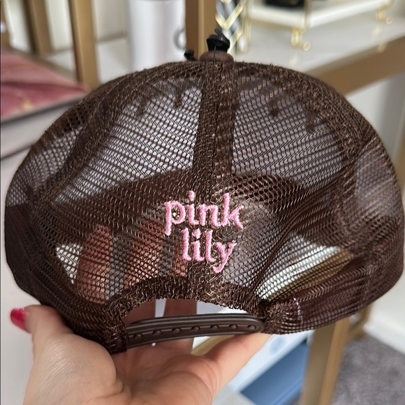 Pink Lily Bow Trucker Hat Brown with Pink Bow - Picture 4 of 8